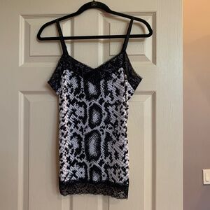 White House Black Market Black/White Snakeprint Camisole sz M